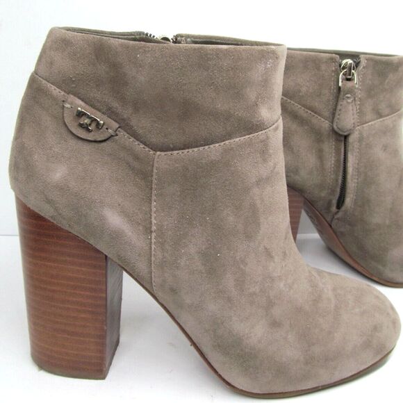 Tory Burch Tan Suede Side Zip Ankle Booties With Stacked Heels Womens US 9.5 M - Picture 2 of 10